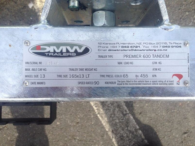 DMW Premier 650T Boat Trailer